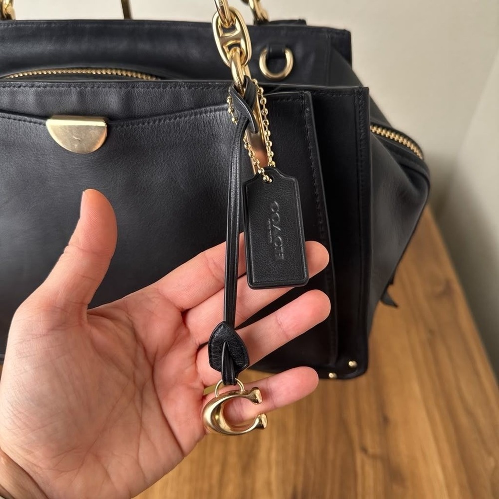 Coach Dreamer 36 Black Leather Shoulder Bag Satchel Gold Hardware - Picture 6 of 16